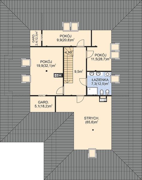 План 2 этажа дома HHB-9951-24 План 2 этажа дома HHB-9951-24