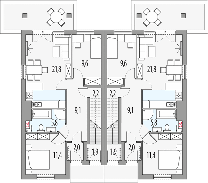 План 1 этажа дома CHH-7256-57 План 1 этажа дома CHH-7256-57