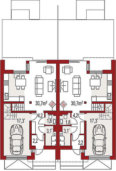 План 1 этажа дома GHF-1245-53 План 1 этажа дома GHF-1245-53