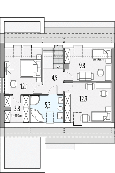 План 2 этажа дома DBI-8523-12 План 2 этажа дома DBI-8523-12