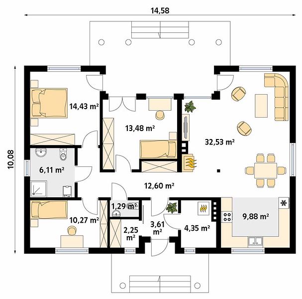 План 1 этажа дома CAD-7398-54 План 1 этажа дома CAD-7398-54