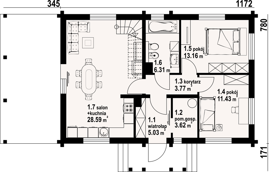 План 1 этажа дома BGF-5962-94 План 1 этажа дома BGF-5962-94