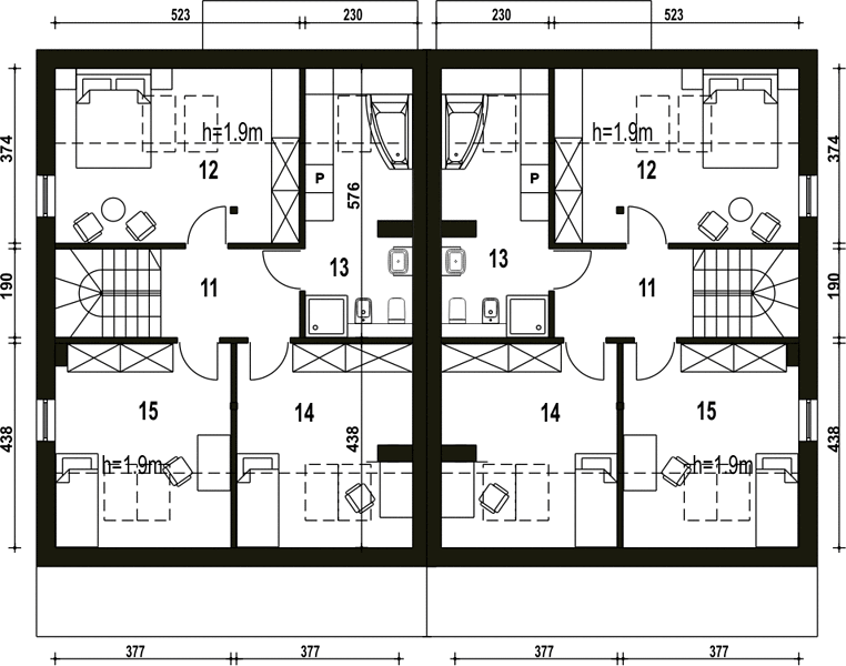 План 2 этажа дома HCD-9452-14 План 2 этажа дома HCD-9452-14