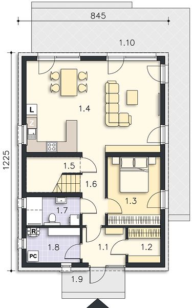 План 1 этажа дома CGH-3983-12 План 1 этажа дома CGH-3983-12